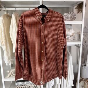 American Eagle Outfitters men's sz. Large orange & brown casual button down 1720